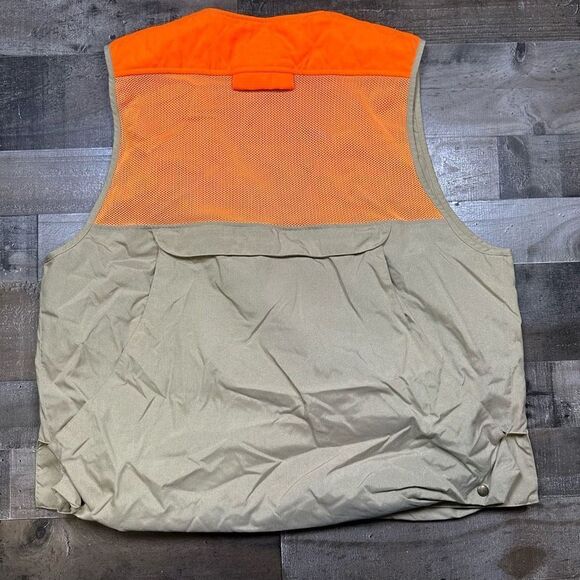 LL Bean Mens Size XL Vintage Vest Orange Khaki Freeport Marine Fishing Pockets - Picture 3 of 7